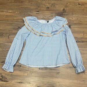 SHEIN Blue and White Checkered Top
